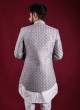 Ethnic Grey Color Indowestern In Raw Silk